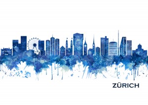 Zurich Switzerland Skyline Blue